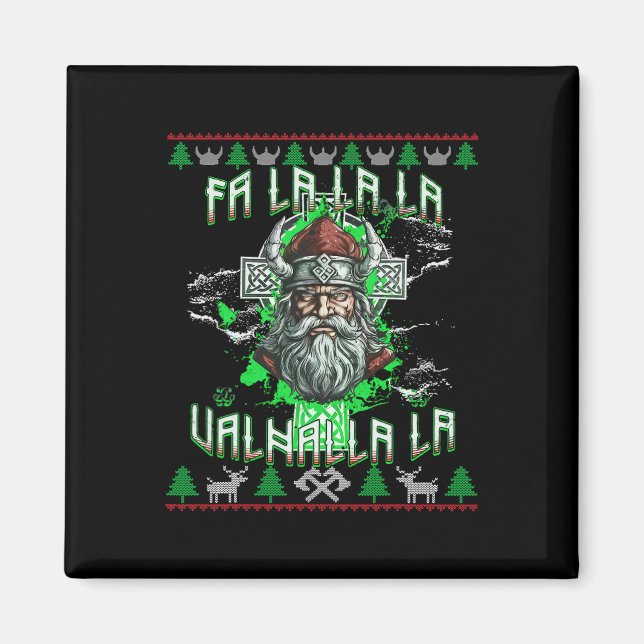 Íman Fa La 8 Valhalla Santa Hat Viking Skull Natal (Frente)