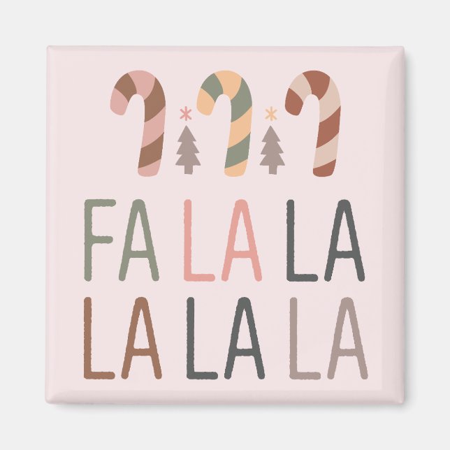Íman Fa La Christmas Retro Boho Tree Candycane (Frente)