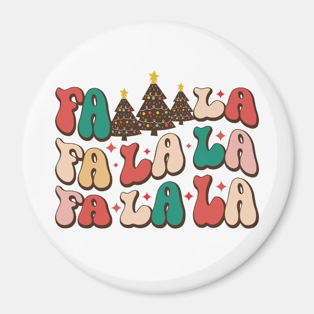 Íman Fa la la Retro Groovy Feriados de Natal (Frente)