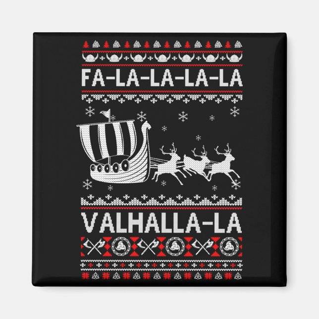 Íman Fa La La Valhalla Viking Ship Christmas Xmas Ugly  (Frente)