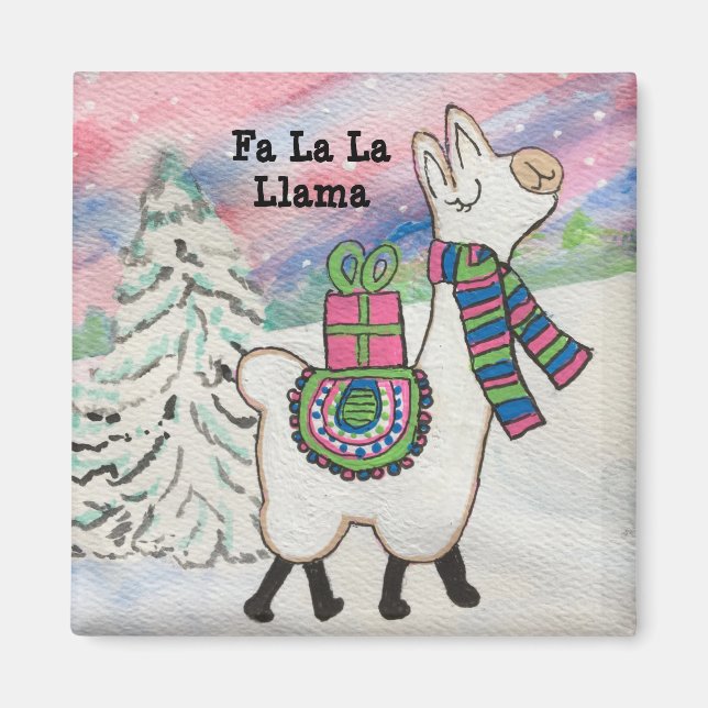 Íman Fa La Llama Feliz Natal Engraçado (Frente)