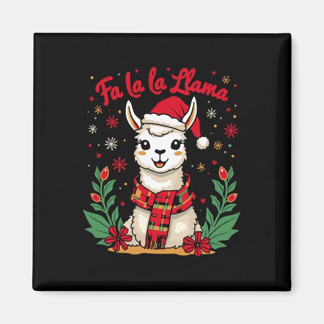 Íman Fa La Llama Funny Llama Christmas Alpaca Animal (Frente)