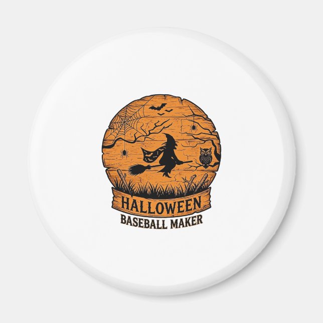 Íman Fabricante de Basebol de Halloween Bruxa Voadora L (Frente)