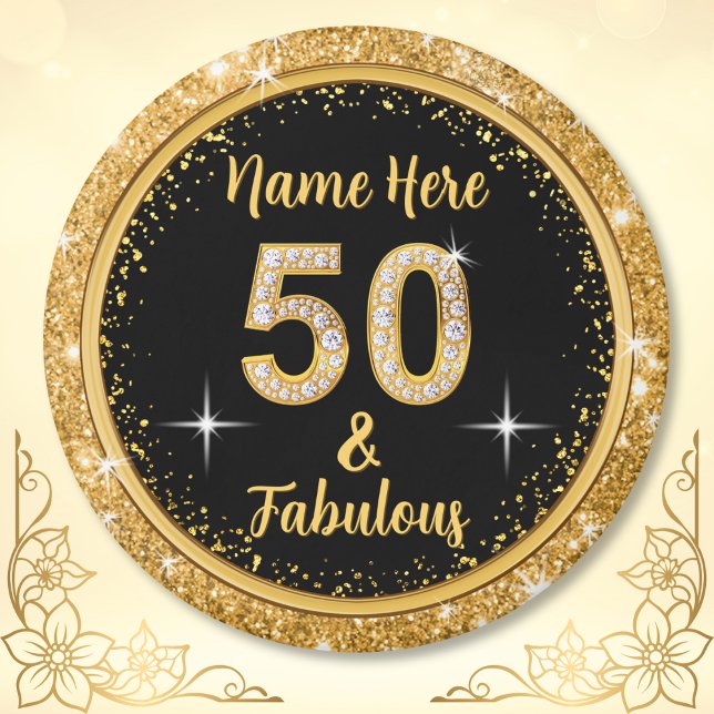 Íman Fabuloso personalizado barato e 50 favoritos de Fe (Elegant 50th birthday favors. Personalised, 50th birthday favours. 50th birthday favors for a woman.)