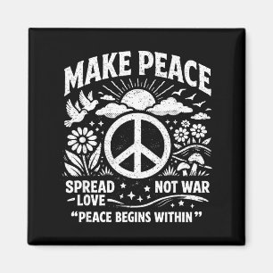 Íman Faça a paz espalhar amor não guerra retro sinal de