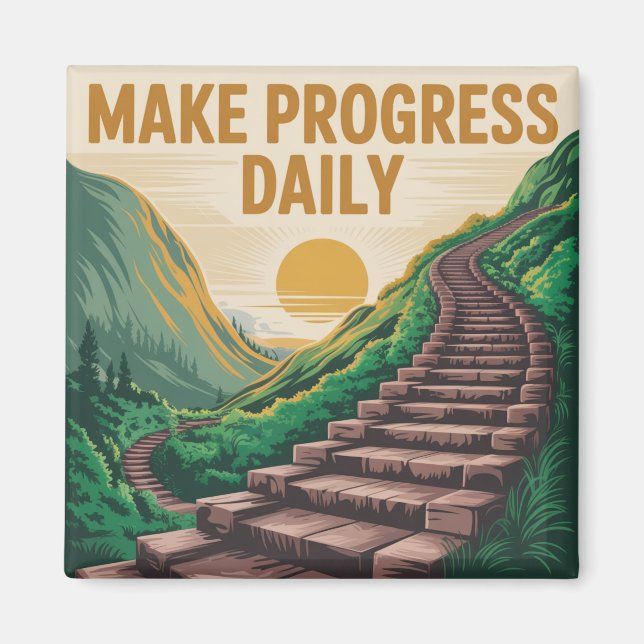 Íman Faça Progresso Diariamente (Frente)