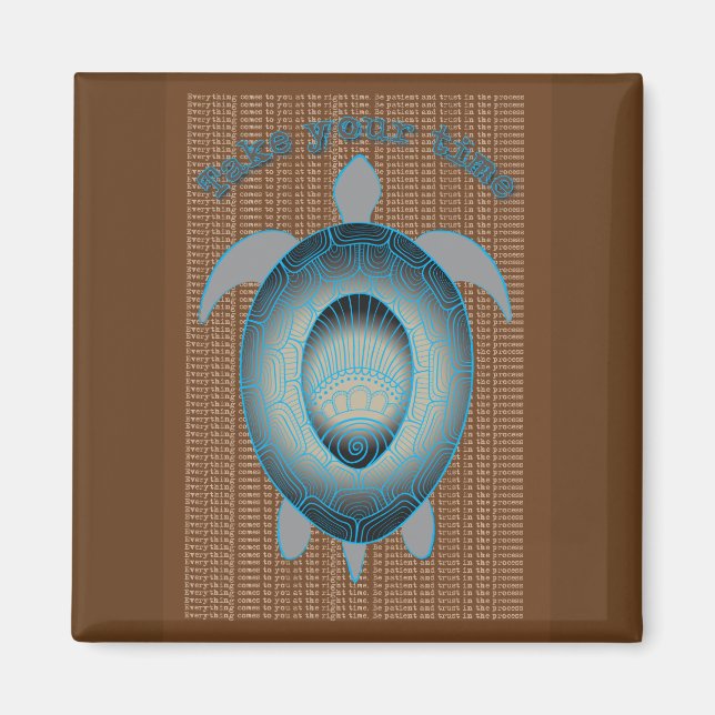 Íman Faça sua citação motivadora da tartaruga do tempo (Frente)