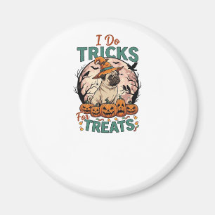 Íman Faça Truques Guloseimas Halloween Pug Bruxa Chapéu