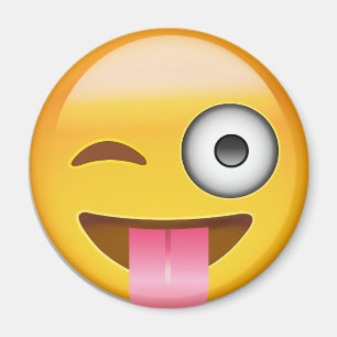 Íman Face Com A Língua Enfiada E Olhos Emoji Piscados