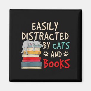 Íman Fácil distração de gatos e livros   Gato engra