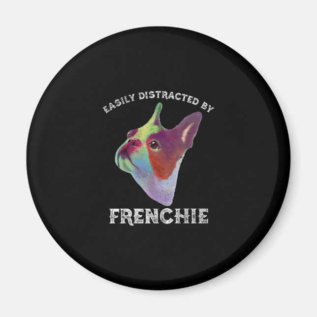 Íman Facilmente Distraído Pelo Bolldog Francês Engraçad (Frente)