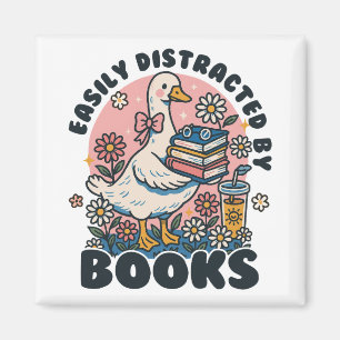 Íman Facilmente Distraído por Livros Ganso Fofo Biblióf