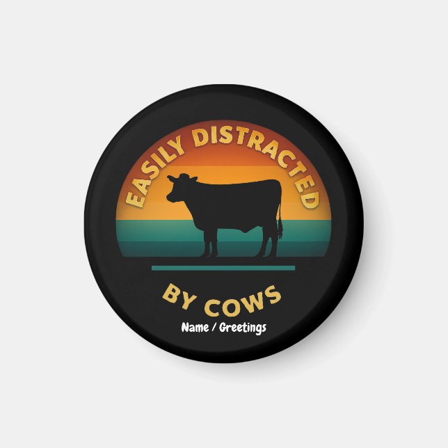 Íman Facilmente Distraído Por Vacas Engraçadas Com Pres (Frente)