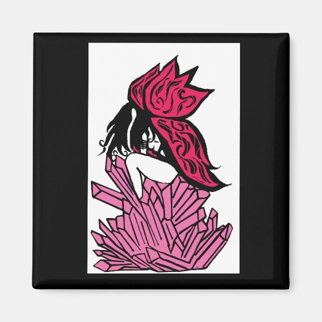 Íman Fada de cristal rosa (Frente)