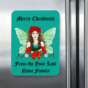 Íman Fada de Natal Fantasia Azevinho Sininhos Poinsetti