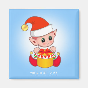 Íman Fada de Natal Fofo & Seu Texto em Azul Claro