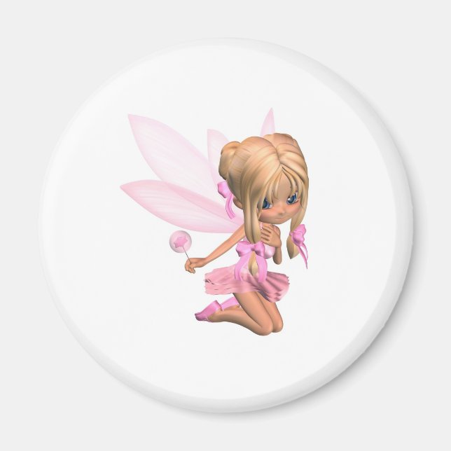Íman Fada de Toon Ballerina, de cor rosa - ajoelhada (Frente)