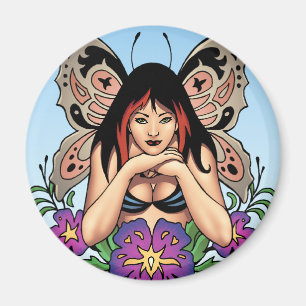 Íman Fada do gótico com flores, asas da borboleta pelo
