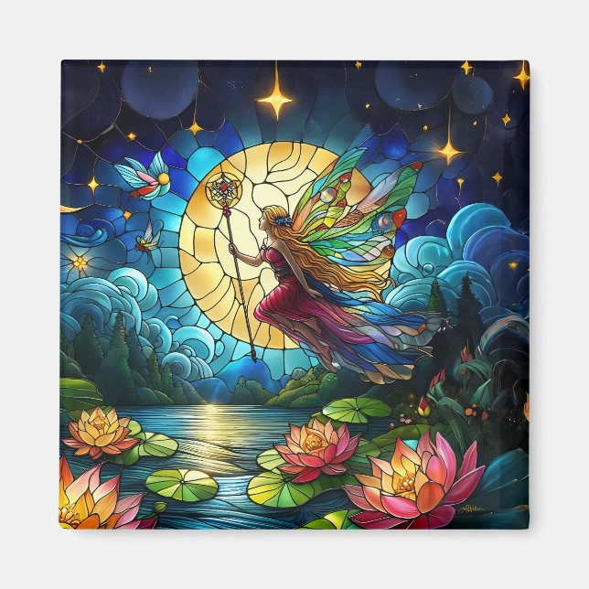 Íman Fada do Voo ao Luar de Vitral (Frente)