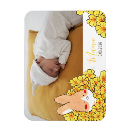 Íman Faire-part naissance magnet Lapin et fleurs