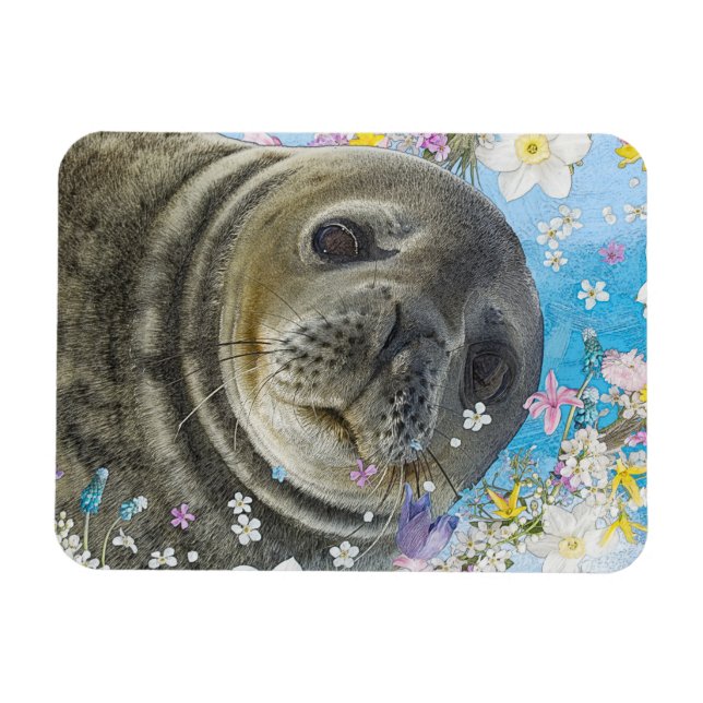 Íman Fairytale Sealion no Oceano de Flores (Horizontal)