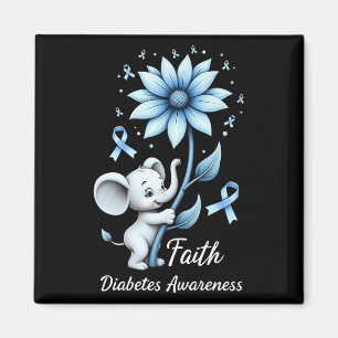 Íman Faith Cute Elephants Sunflower Diabetes Sensibiliz