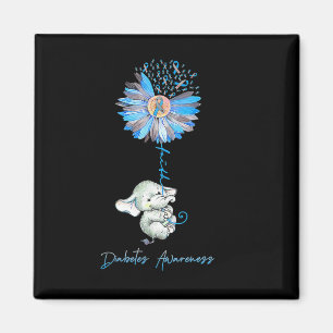 Íman Faith Cute Elephants Sunflower Diabetes Sensibiliz