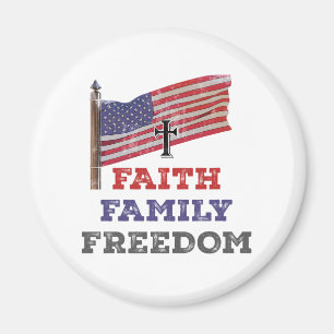 Íman Faith Family Freedom Cross with Flag