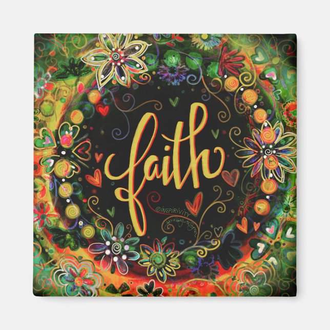 Íman Faith Floral Inspirational Benessings Trendência B (Frente)