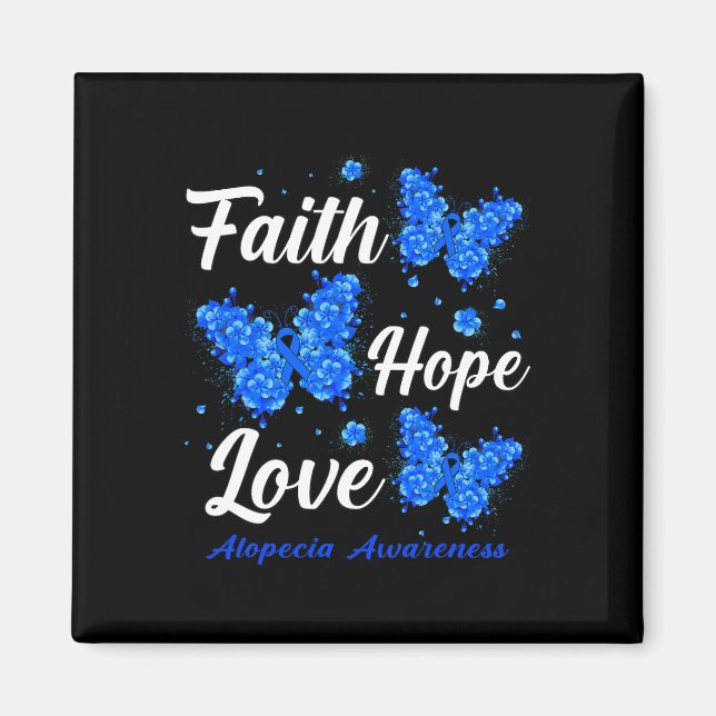 Íman Faith Hope ama Alopecia Consciência Borboleta (Frente)