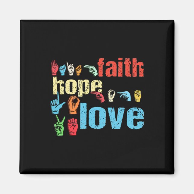 Íman Faith Hope Love American Sign Language Christian E (Frente)
