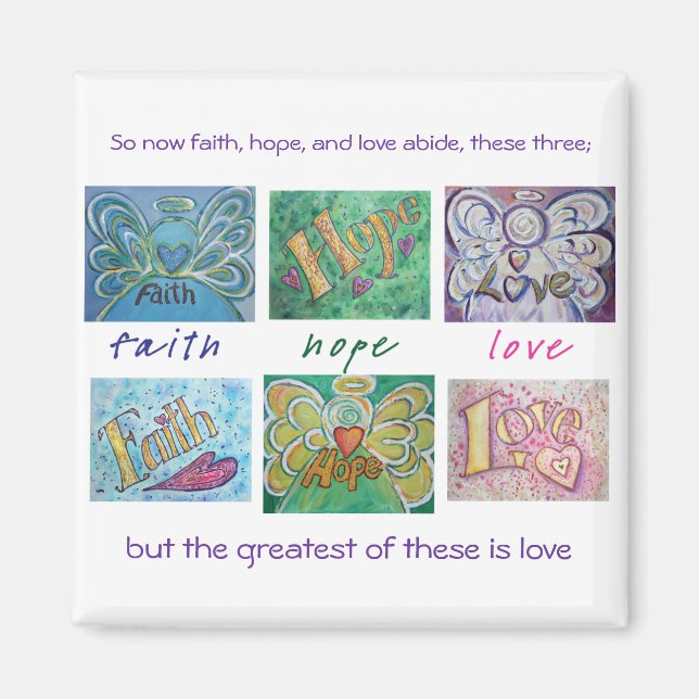 Íman Faith Hope Love Angel Word Collnet (Frente)
