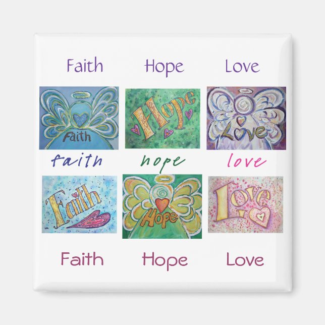 Íman Faith Hope Love Angel Word Collnet (Frente)