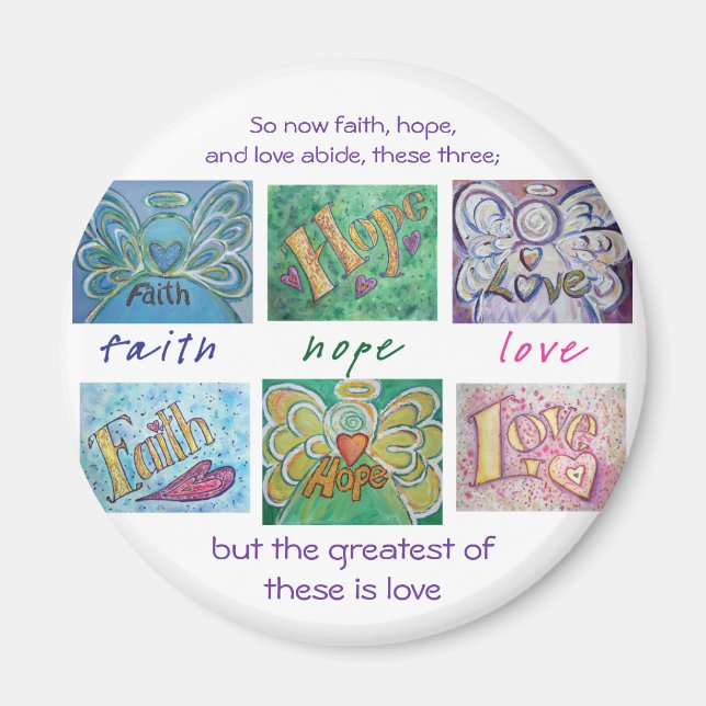 Íman Faith Hope Love Angel Word Collnet (Frente)