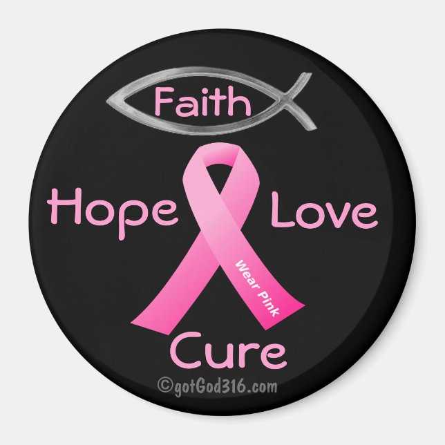 Íman Faith Hope Love Cure gotGod316.com Fita Rosa (Frente)