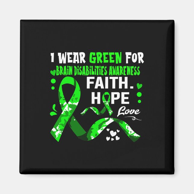Íman Faith Hope Love Eu Visto Verde Para Deficiência Ce (Frente)