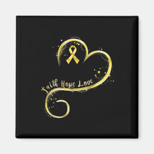 Íman Faith Hope Love Yellow Ribbon Chilhood Cancer Awa