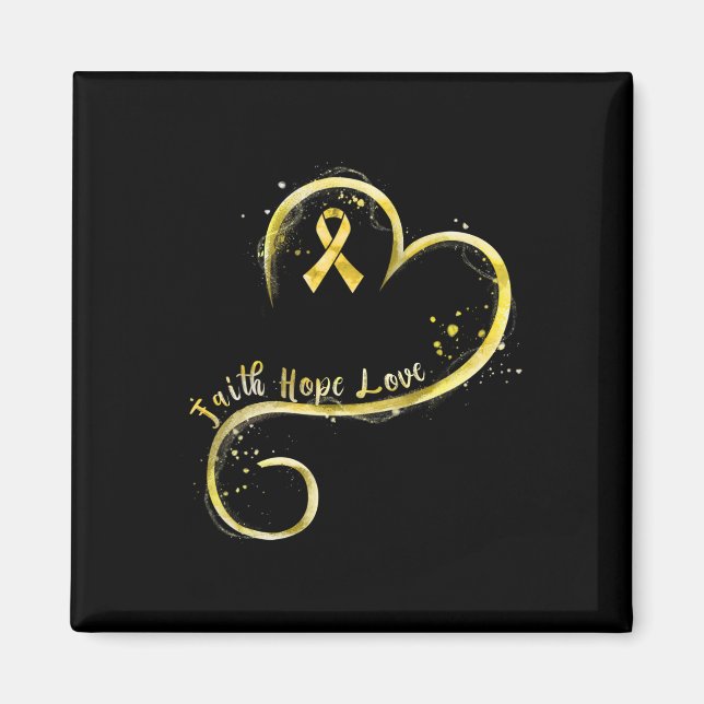 Íman Faith Hope Love Yellow Ribbon Chilhood Cancer Awa (Frente)