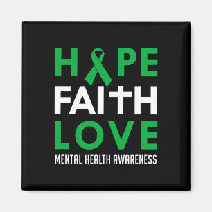 Íman Faith Love Green Ribbon Saúde Mental Consciência