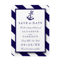 Faixa Náutica & Âncora Azul Marinho Salvar a Data