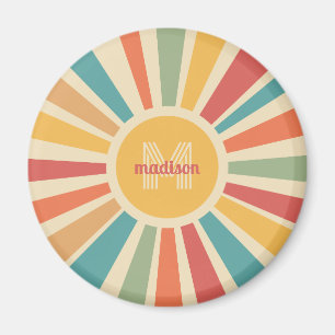 Íman Faixas Retroativas de Monograma e Nome Personaliza