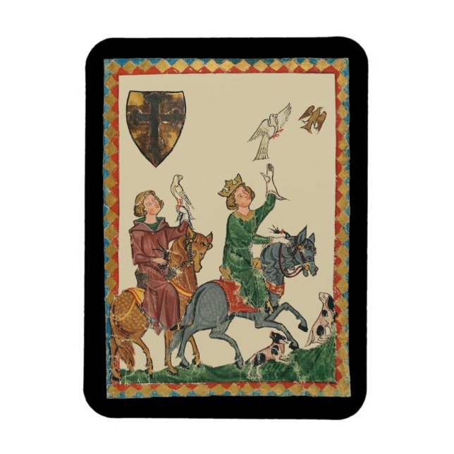 Íman Falconry, 14th Century Codex Manesse (Vertical)