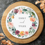 Íman Fall Autumn Rosa Fllower Floral Wreath Casamento<br><div class="desc">Apresentamos nosso Flower Floral Wreath Floral Wreath Fall Autumn. Apresentando a ilustração aquosa das flores e folhas do arranjo para seu dia especial.</div>