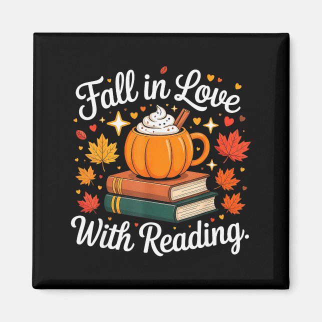 Íman Fall In Love With Reading Autumn Pumpkin Mug Book  (Frente)