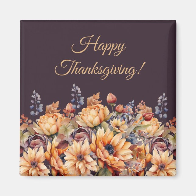 Íman Fall Season-Watercolor Fall Flowers-Purple (Frente)