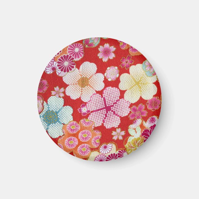 Íman Falln Crimson Floral Chirimen (Frente)