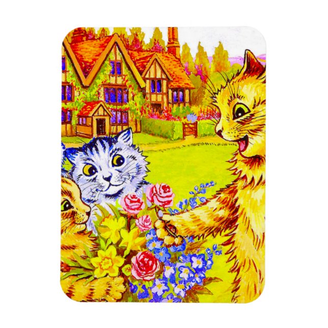 Íman Família Cat no Jardim (Vertical)