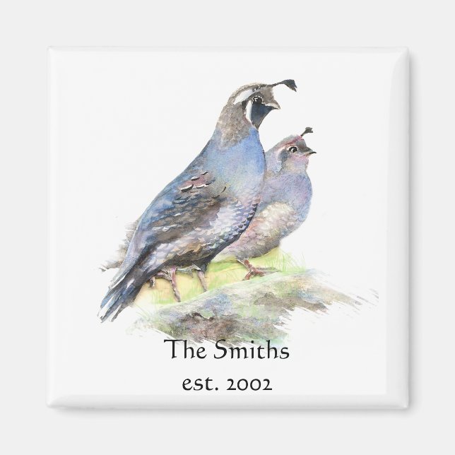 Íman Família de Data Personalizada Monograma de Pássaro (Frente)