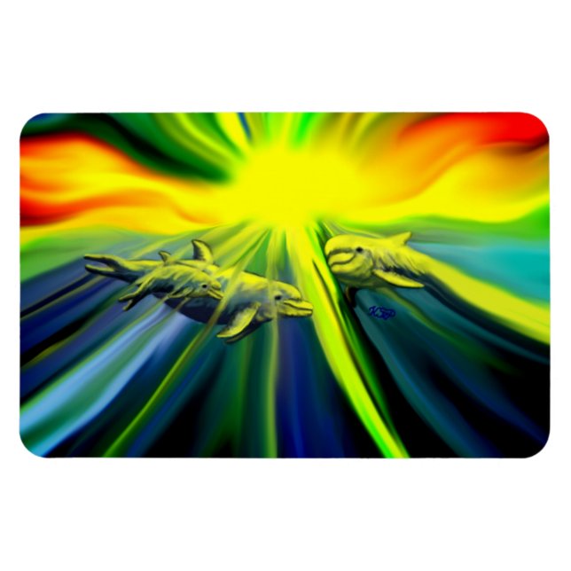 Íman Família de golfinhos no sol (Horizontal)