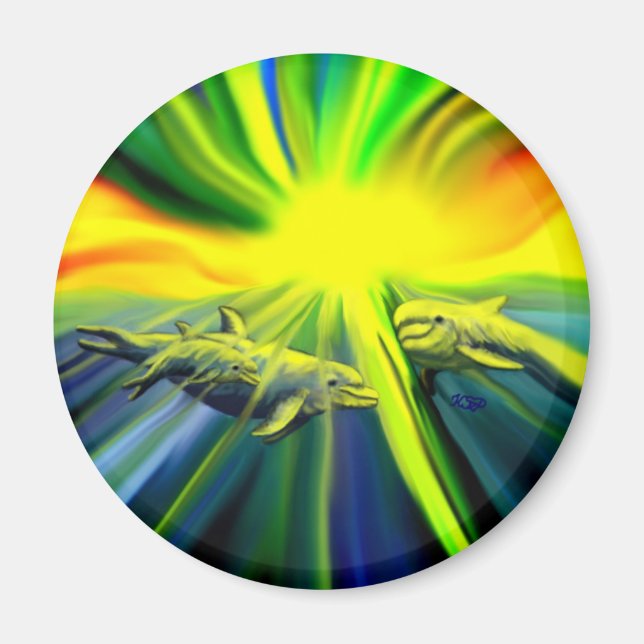 Íman Família de golfinhos no sol (Frente)